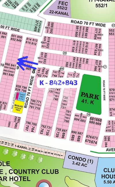 Near Sector Park, Club,Defence Raya,Mosque,Sial Estate Offers . K - 842 + 843 . Top Location Biana Pair of Kanal Plots For Sale, Meeting Possible With Biana Holder.