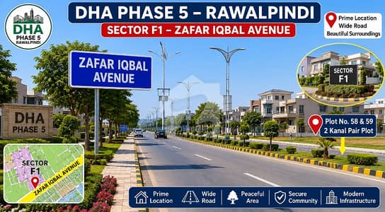 2 Kanal Pair Plot For Sale | Zafar Iqbal Avenue, Sector F1 DHA Phase 5 Rawalpindi | Demand 5.60 Crore