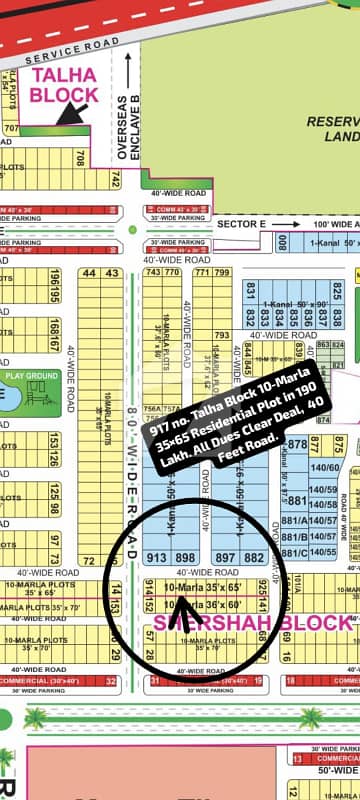 562 No. Talha Block 10-Marla Deal (35 By 65) Residential Plot All Dues Clear Deal, Corner Category. Best Location For Constructing Your Dream House In Bahria Town Lahore