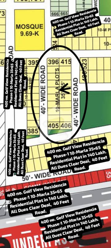 400 no. Golf View Residencia Phase-1 10-Marla (35 By 65) Residential Plot In 140 Lakh. All Dues Clear Deal, 40 Feet Road Best Location For Constructing Your Dream House In Bahria Town Lahore 400 no. Golf View Residencia Phase-1 10-Marla (35 By 65) Residential Plot In 140 Lakh. All Dues Clear Deal, 40 Feet Road Best Location For Constructing Your Dream House In Bahria Town Lahore