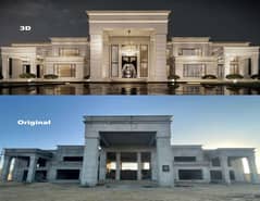 Gray Stucture Farm House 7500 Sq. yards For Sale Very Attractive Rates