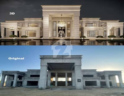 Gray Stucture Farm House 7500 Sq. yards For Sale Very Attractive Rates
