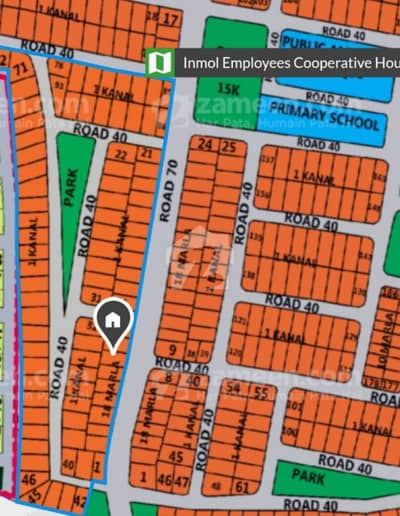 1 Kanal 8 A Residential Plot 70 FT Road For Sale In Inmool Society Near DHA 9 PRISM