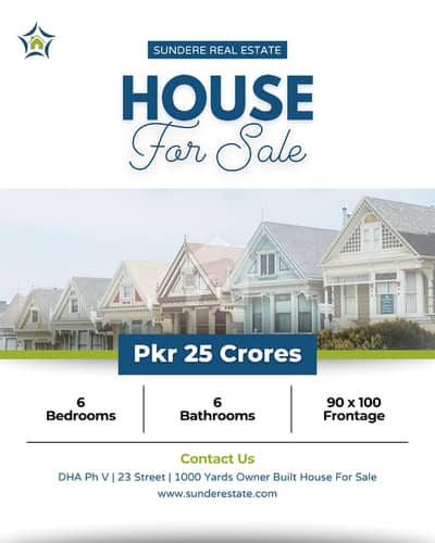 For Sale: Owner Built Bungalow off Khe Tauheed & Tanzeem, DHA Phase 5 | 6 Bedroom Dd, American Kitchen | 90 x 100 Frontage | Reasonable Demand |