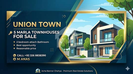 5 Marla First Floor Townhouses Available on 2.5 year Easy Installment Available For Sale in Union Town.