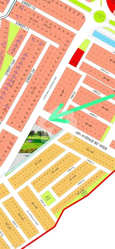 Dha Phase 5 Sector F1 1kanal Main 6th avenue back Park Plot available for sale
