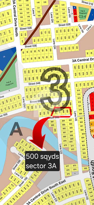Fast Developing Sector 3A Plot for Sale