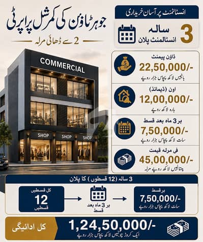 COMMERCIAL PROPERTY FOR SALE ON INSTALLMENTS JOHAR TOWN, LAHORE