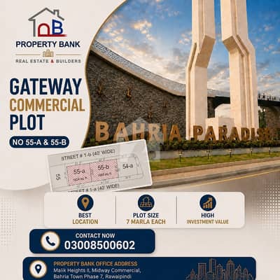 BARHRIA PARADISE | FRONT BACK OPEN | 7 MARLA PAIR AVAILABLE NEXT TO PARADISE MALL MAIN BOULEVARD