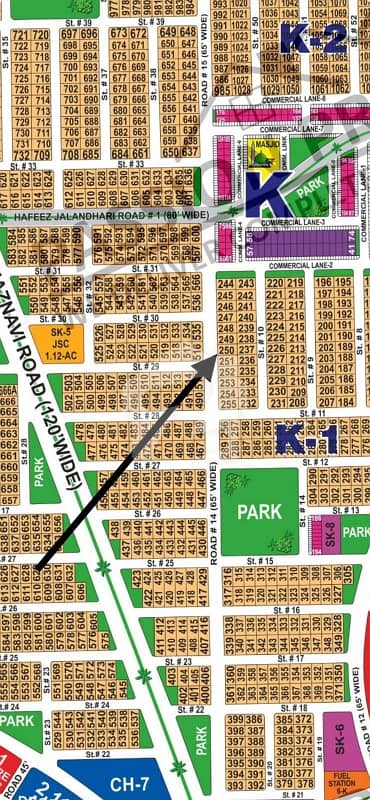 DHA Multan sector K 1 kanal 65ft facing residential plot near to Park, Masjid and commercial.