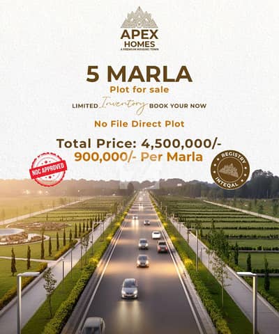Prime 5 Marla Plots For Sale Adjcent To Alipur Farash Town Visit Office Today