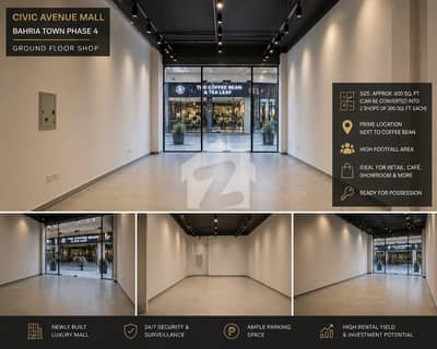 Prime Ground Floor Commercial Shop for Sale in Civic Avenue Mall, Bahria Town Phase 4 Next to Coffee Bean | High Footfall Location
