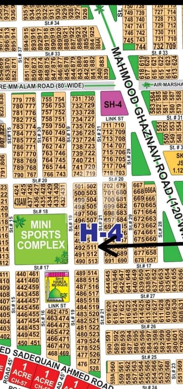 DHA Multan sector H 1 kanal residential plot near to park, Masjid and commercial.