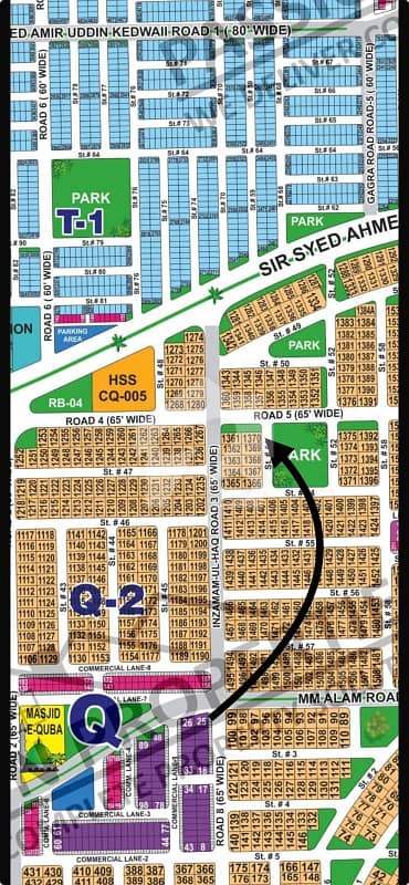 DHA Multan Sector Q 1 Kanal 65ft Corner Extra Land &Amp; Park Facing Residential Plot Near To Park, Masjid And Commercial.
