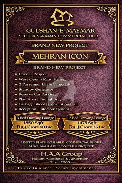 Gulshane Maymar Sector Y *MEHRAN ICON*_Idyllic Corner Flat Available In Gulshan-E-Maymar - Sector Y For Sale
