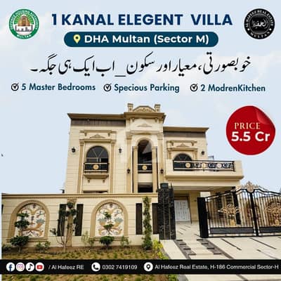 1 kanal Brand Beautiful Design House For sale in DHA Multan sector M  12kv solar installed