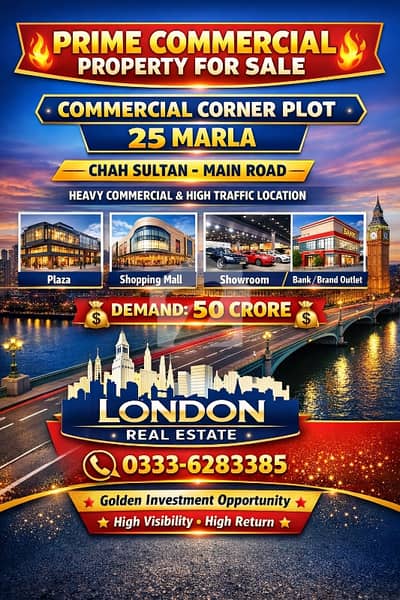 Beautiful Commercial Plot At Glass Factory Chowk Chah Sultan For Sale