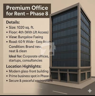 Brand New 1,020 Sq. Ft. Office For Rent Al Murtaza &Amp; Zulfiqar Commercial, DHA Phase 8 Brand New 1,020 Sq. Ft. Office For Rent Al Murtaza &Amp; Zulfiqar Commercial, DHA Phase 8