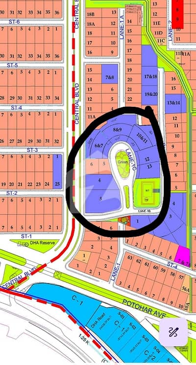 3 Kanal Plot No. . . . . . . Lane 1 C/ Central Boulevard. Sector H. DHA 2. Islamabad