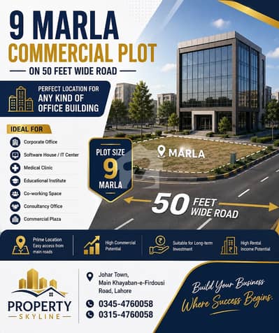 9 Marla life time commercial plot on 50 feet wide road