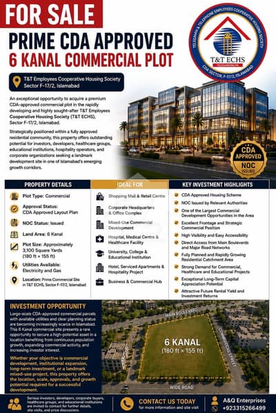 6 KANAL HEIGH-RISE BUILDING PLOT AVAILABLE FOR SALE