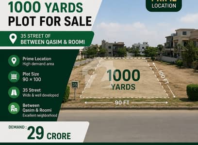 1000 Yards Prime Plot for Sale on 35th Street Between Qasim & Roomi DHA Phase 8 Karachi