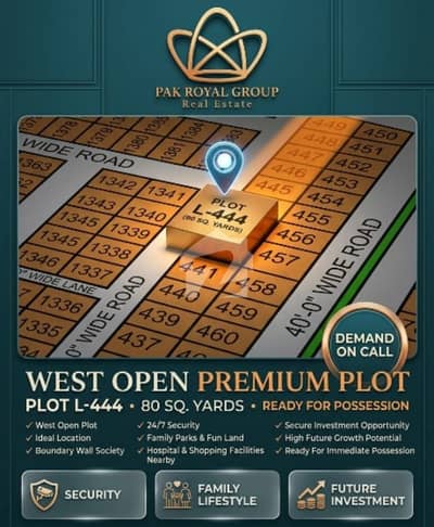 80 Square Yards Plot For Sale WEST OPEN Gold Block