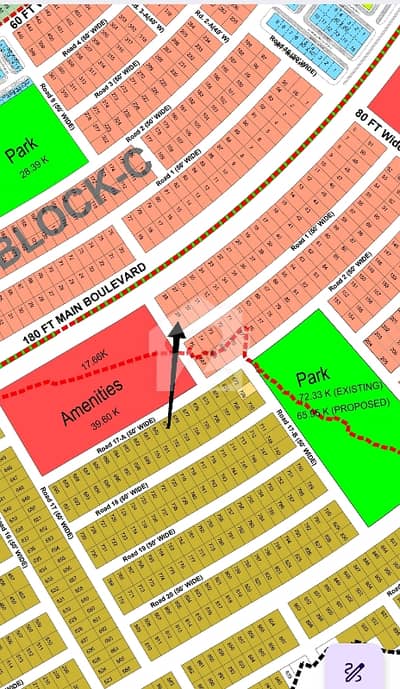 Corner Plot no 29. Road 1. Sector B. DHA Margallah Orchard