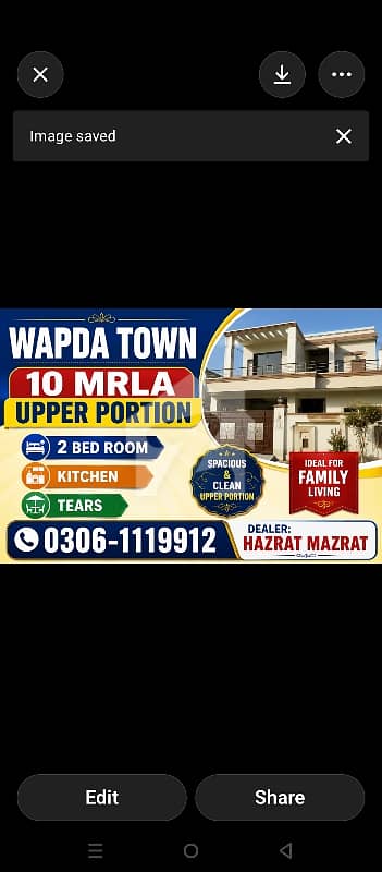 10 Mrla Upper Portion 2 Bed Tvl kitchen Wapda Town