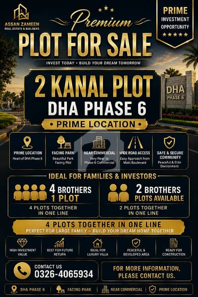 2 Kanal Premium Plot for Sale DHA Phase 6 Lahore | Prime Location Investment Opportunity