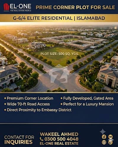 G6/4 prime location 550 sq yds Corner plot available for Sale at Investor price
