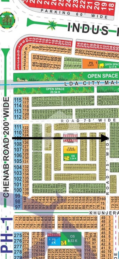 10 marla C block 75ft road plot