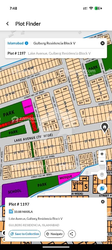 10 Marla Plot 70 ft Block V Gulberg Residencia For Sale