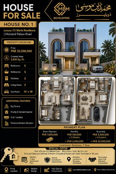 7.5 Marla Luxury Villas Available on Installment In Islamabad Banigala on prime location