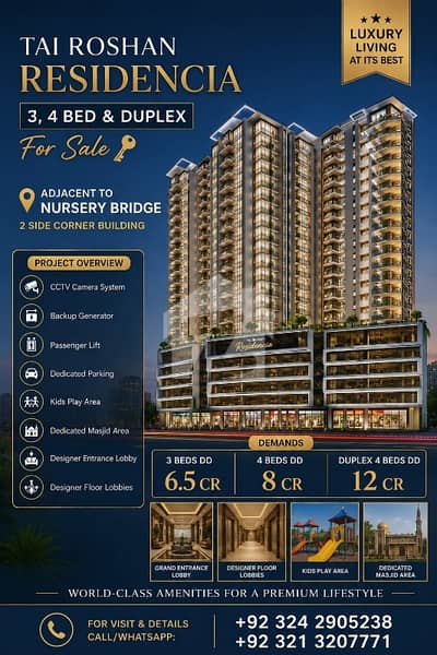 3 Beds/4 Beds/ Duplex Available for Sale at the Prime Location. Limited Units