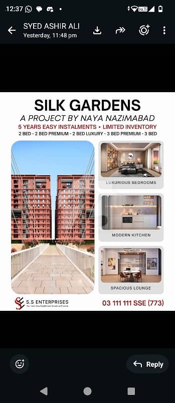 SILK GARDEN (A PROJECT OF NAYA NAZIMABAD) 5 years easy installments LUXURY APARTMENT