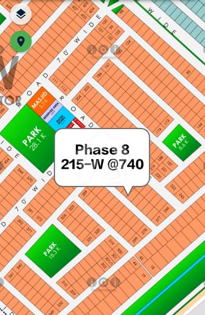 Plot 215-W @740 | 1 Kanal Plot at Prime Location of Dha Phase 8 | Near to Park | 70ft Road