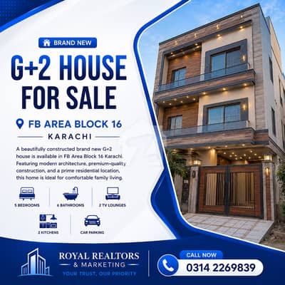 Brand New G+2 House for Sale in FB Area Block 16 Karachi | Prime Location Brand New G+2 House for Sale in FB Area Block 16 Karachi | Prime Location