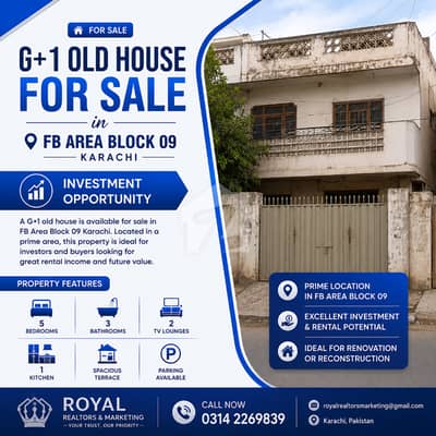 G+1 Old House for Sale in FB Area Block 09 Karachi | Investment Opportunity