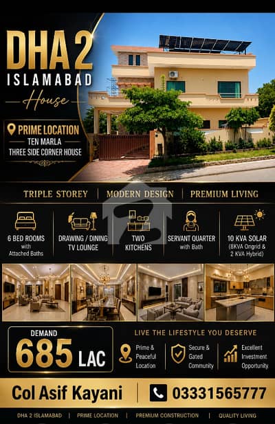 Ten Marla Front Open, Three Side Corner DOUBLE UNIT Triple Storey House At A Very Attractive Price