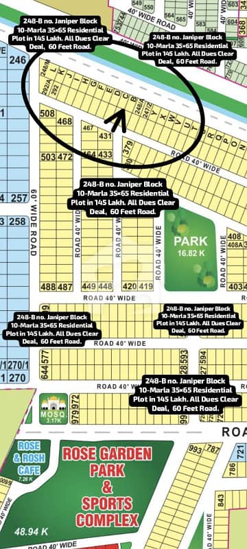 248-B no. Janiper Block 10-Marla (35 by 65) Residential Plot in 145 Lakh Final. All Dues Clear Deal, 60 Feet Road. Facing Drain. Best Location For Constructing Your Dream House in this Price Range in Bahria Town Lahore 248-B no. Janiper Block 10-Marla (35 by 65) Residential Plot in 145 Lakh Final. All Dues Clear Deal, 60 Feet Road. Facing Drain. Best Location For Constructing Your Dream House in this Price Range in Bahria Town Lahore