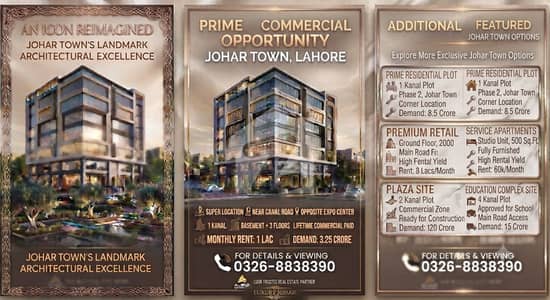 جوہر ٹاؤن فیز 2 جوہر ٹاؤن,لاہور میں 3 مرلہ Studio عمارت 3.25 کروڑ میں برائے فروخت۔