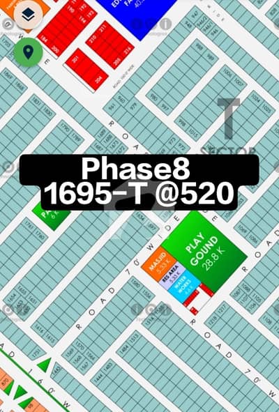 Plot No 1695-T @520 | Urgent for Sale | 2 Side Open Plot | 1 Kanal Plot for Sale at Prime Location in Very Reasonable Price in Dha Phase 8