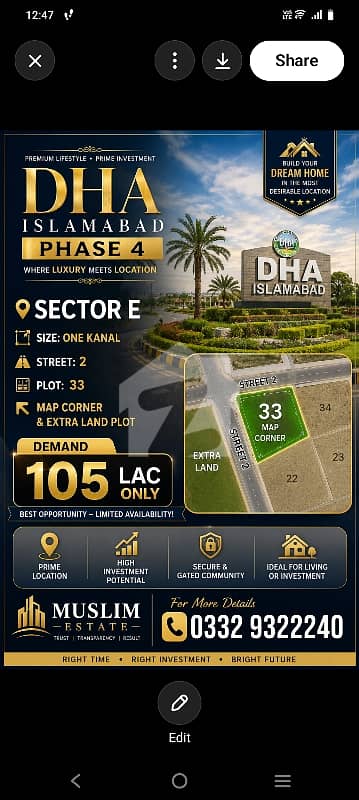 Map corner one kanal plot for sale