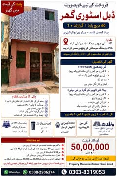 60 Square Yards House For sale Gulistan e Johar Block-9 Bhittaiabad 60 Square Yards House For sale Gulistan e Johar Block-9 Bhittaiabad