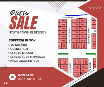 Corner Plot for Sale | 120 Sq. Yards | Superior Block | North Town Residency Phase 1 Prime C