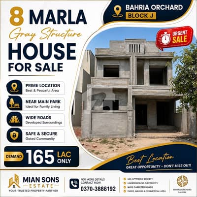 8 Marla Gray Structure House For Sale Block J