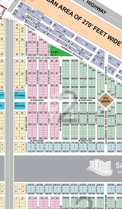 240 sq yard 40 by 40 Corner Plot Available For Sale in SAADI Garden Block 2
