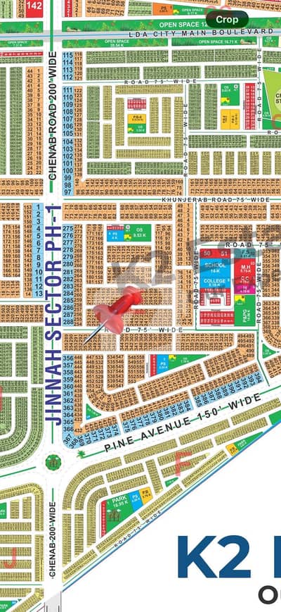 Plot E-352 is a 1-Kanal residential plot located in Block E of the Jinnah Sector (Phase 1) within LDA City Lahore. This specific block is highly regarded due to its premium positioning back-to-back with Pine Avenue Road and close proximity to the upcoming