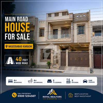 Prime Main Road House for Sale in Naseerabad FB Area Block 14 Karachi | 40 Feet Wide Road